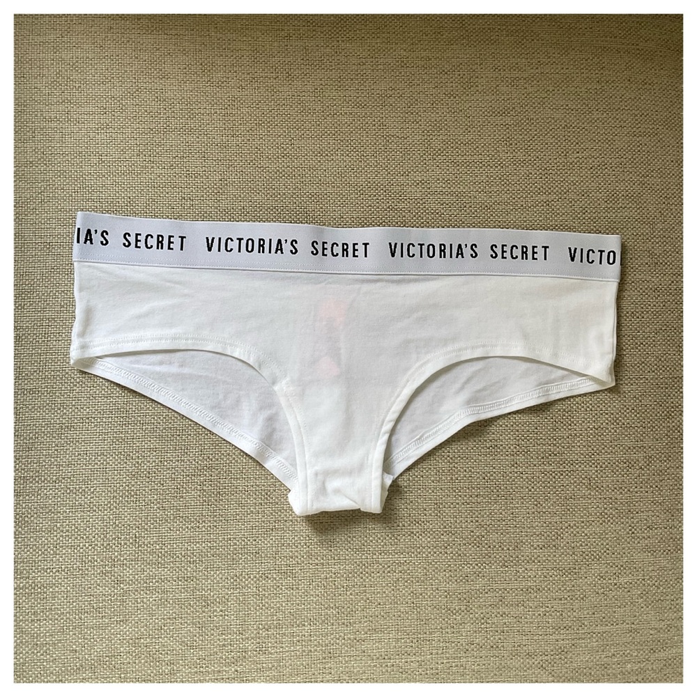 Victoria's Secret White Cotton Logo Cheeky Panty